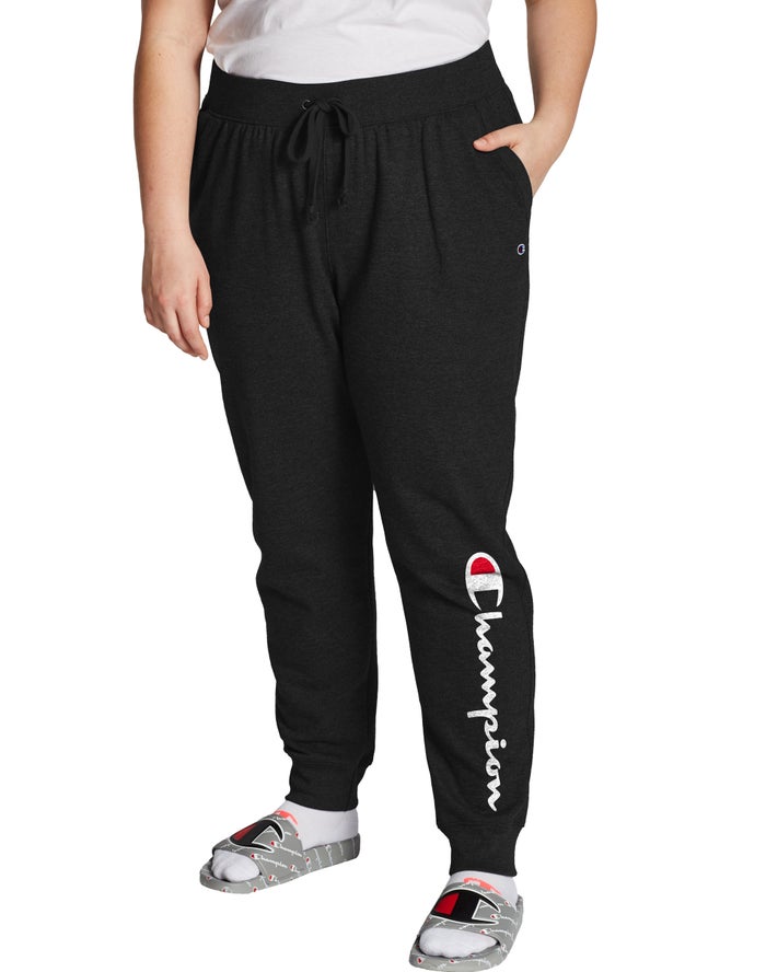 Champion Joggingbroek Dames - Zwart - Plus Powerblend Fleece Script Logo ( 203751-OIG )